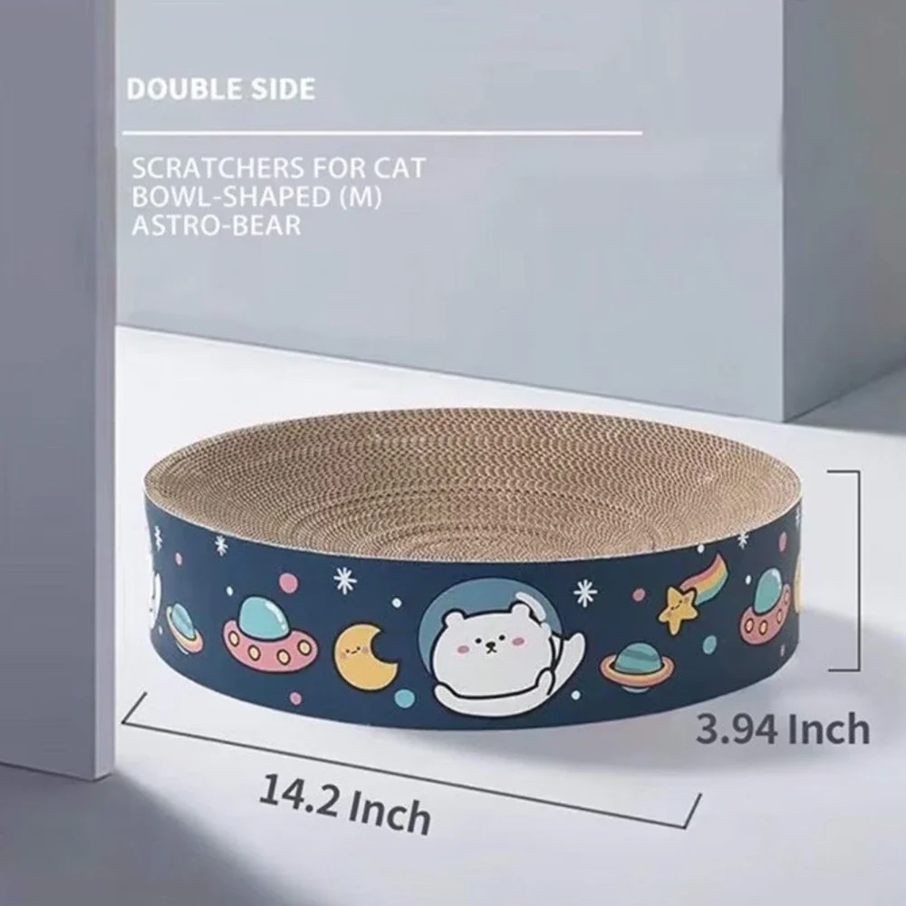 Potato Brothers Astro Bear Cat Scratcher Bowl Round Cardboard Lounge Toy  NEW